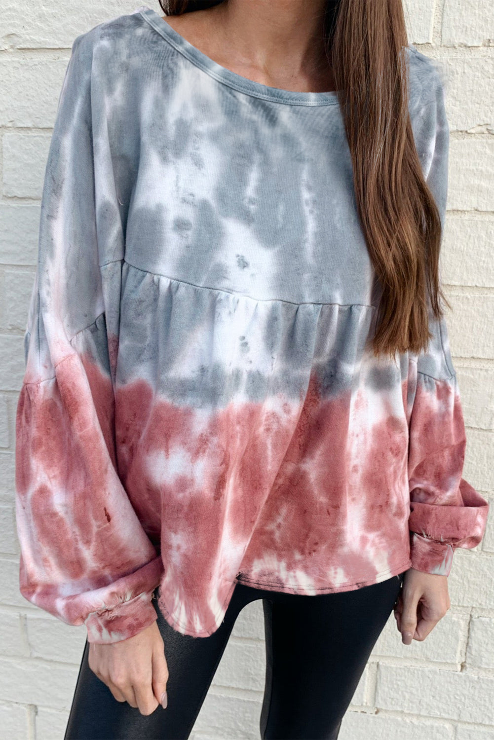 Tie Dye Bishop Sleeve Loose Sweatshirt | Multicolour