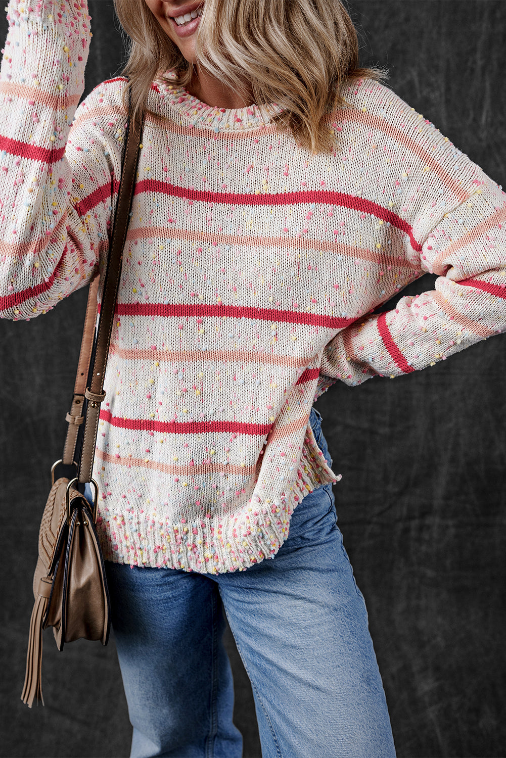 Striped Confetti Knit Sweater | Pink