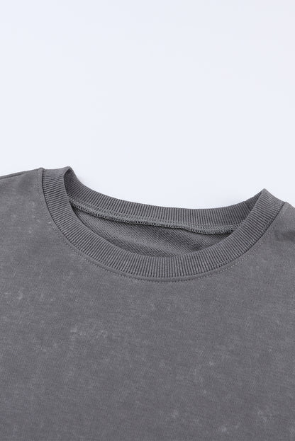 Drop Shoulder Ribbed Trim Oversized Sweatshirt | Gray