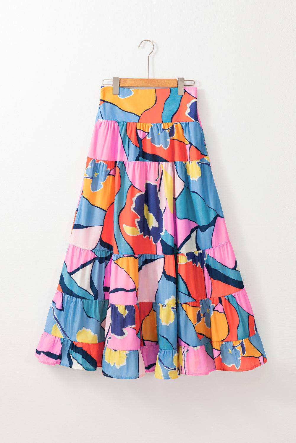 Printed Pocketed High Waist Maxi Skirt | Pink