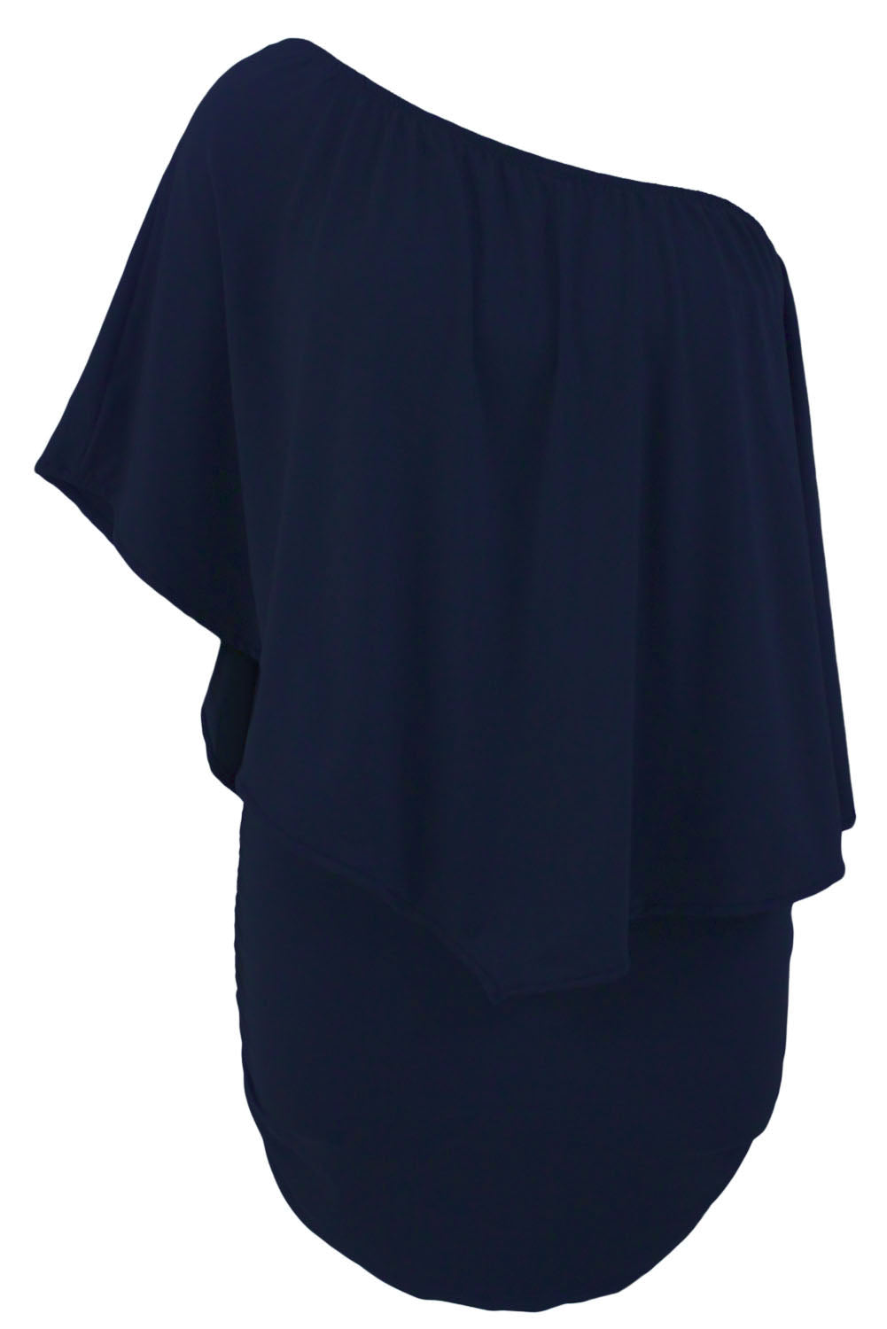 Plus Size Dressing Layered Dark Blue Mini Poncho Dress | as shown