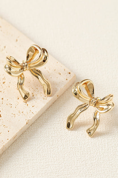 Elegant Bow Design Plated Studded Earrings | Gold