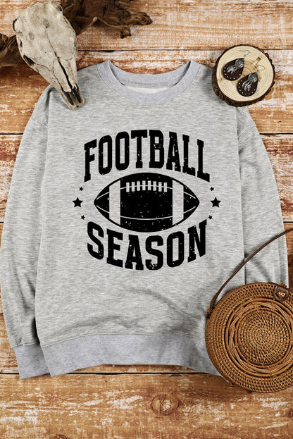 Ragby Football Season Graphic Crewneck Sweatshirt | Gray