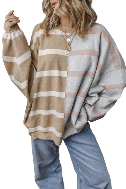 Colourblock Oversized Sweater | Khaki Stripe