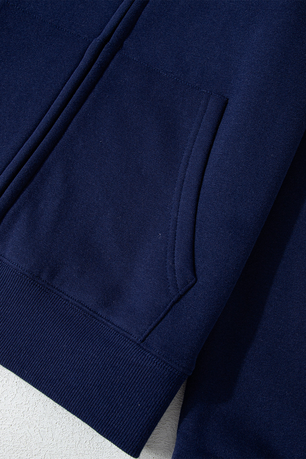 Solid Colour Fleece Lined Zip Up Hoodie | Navy Blue