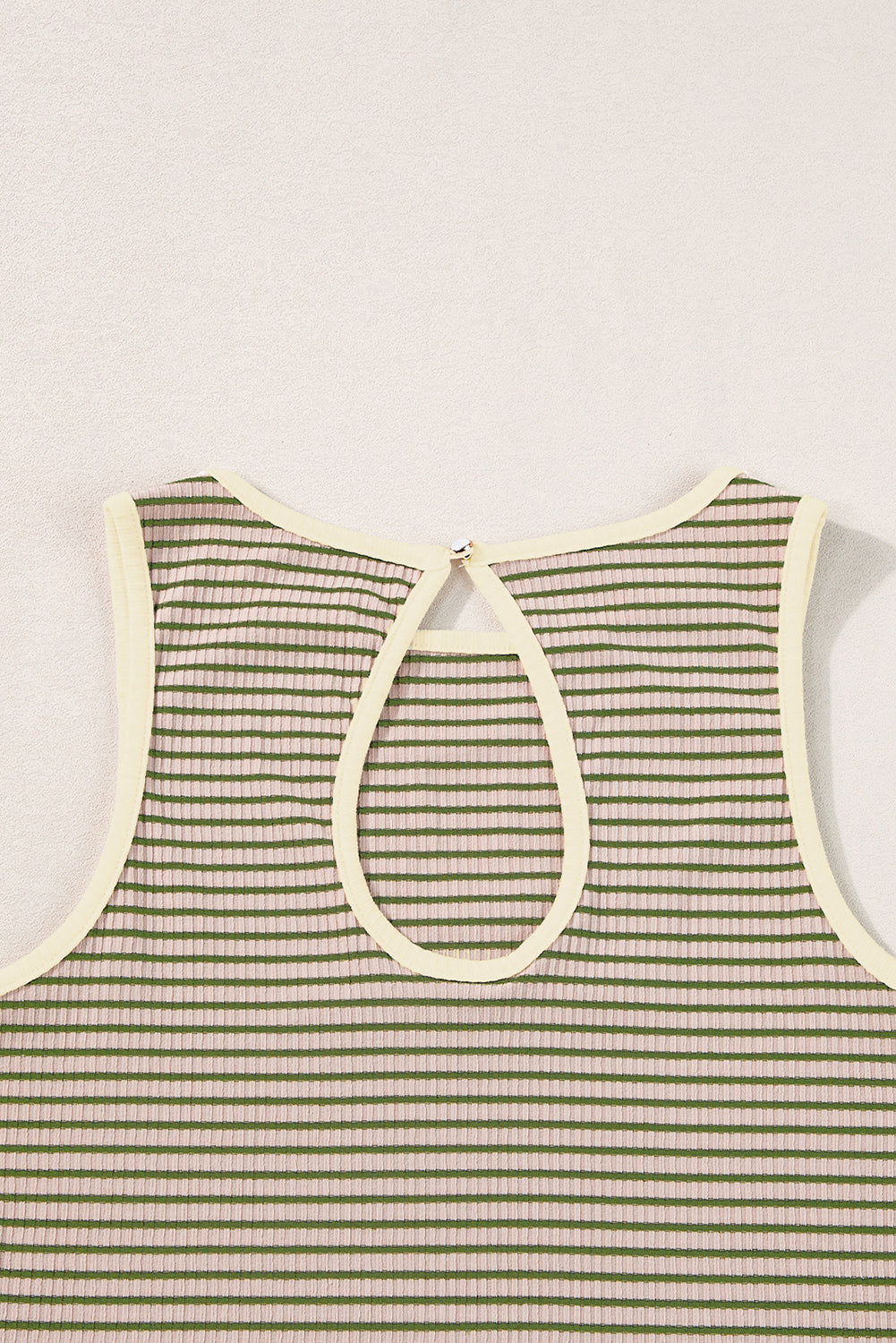 Striped Print Ribbed Knit Sleeveless Top | Green Stripe