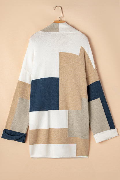 Plus Size Colourblock Knit Cardigan | Multicolour