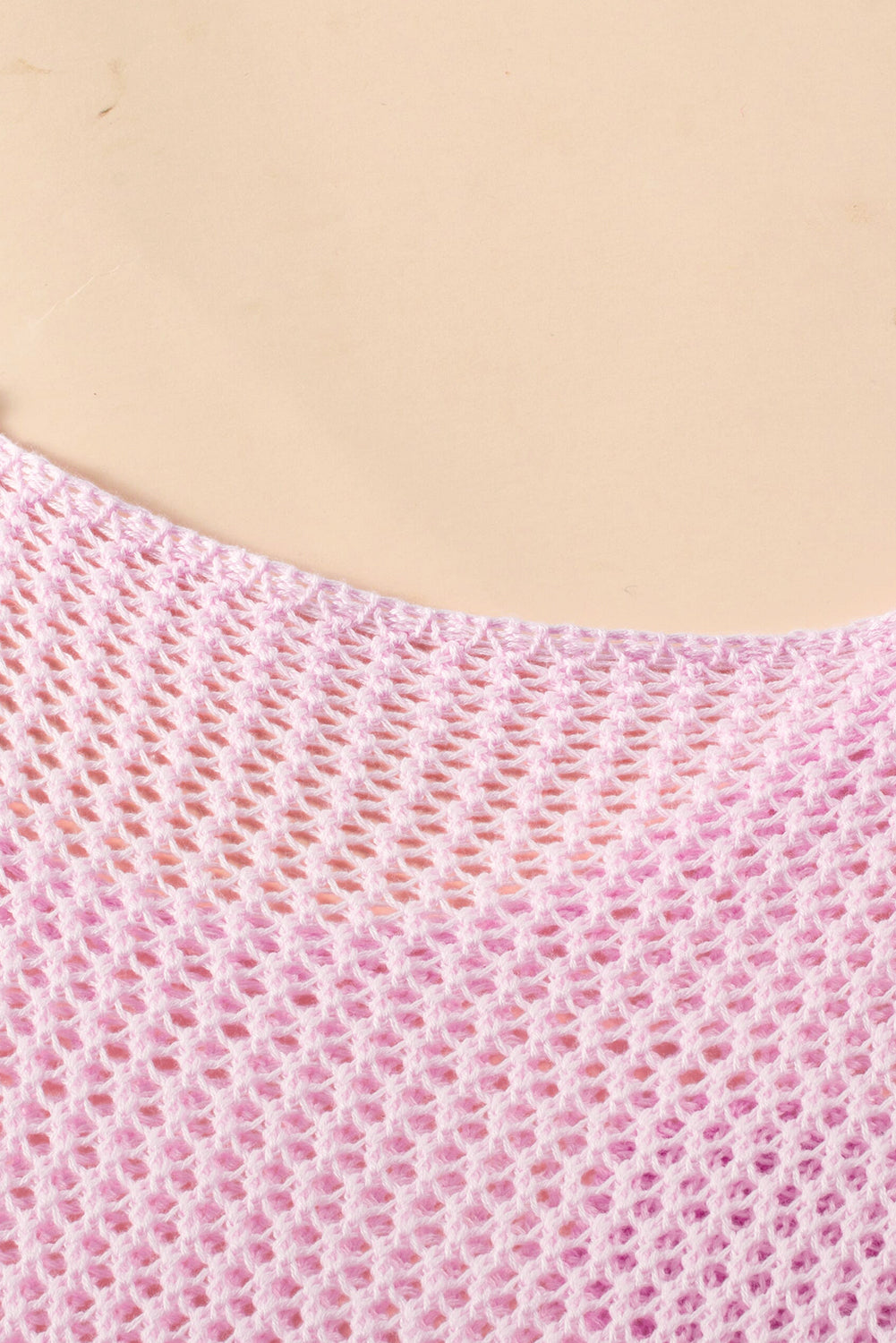 Big Flower Hollowed Knit Drop Shoulder Sweater | Light Pink