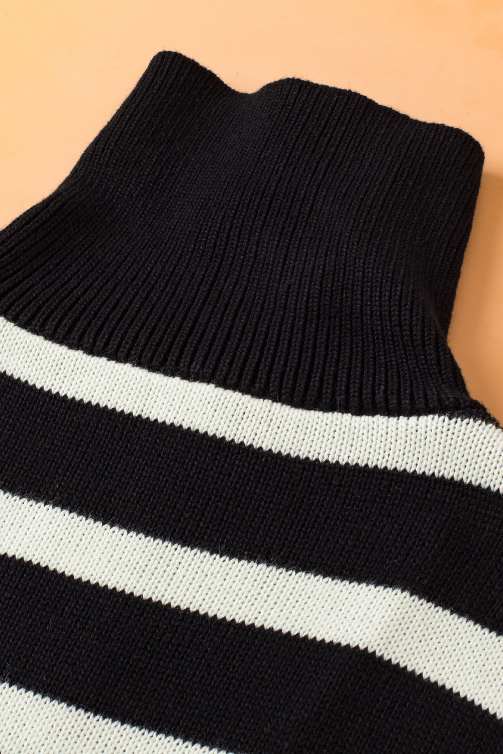 Zipped Collar Knit Sweater Tank | Black Stripe