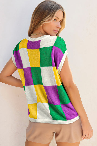 Colour Block Cap Sleeve Sweater | Tillandsia Purple