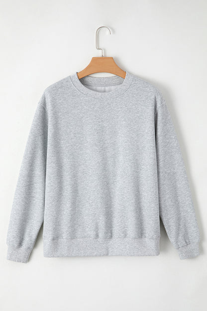 Solid Fleece Lined Drop Shoulder Terry Sweatshirt | Gray