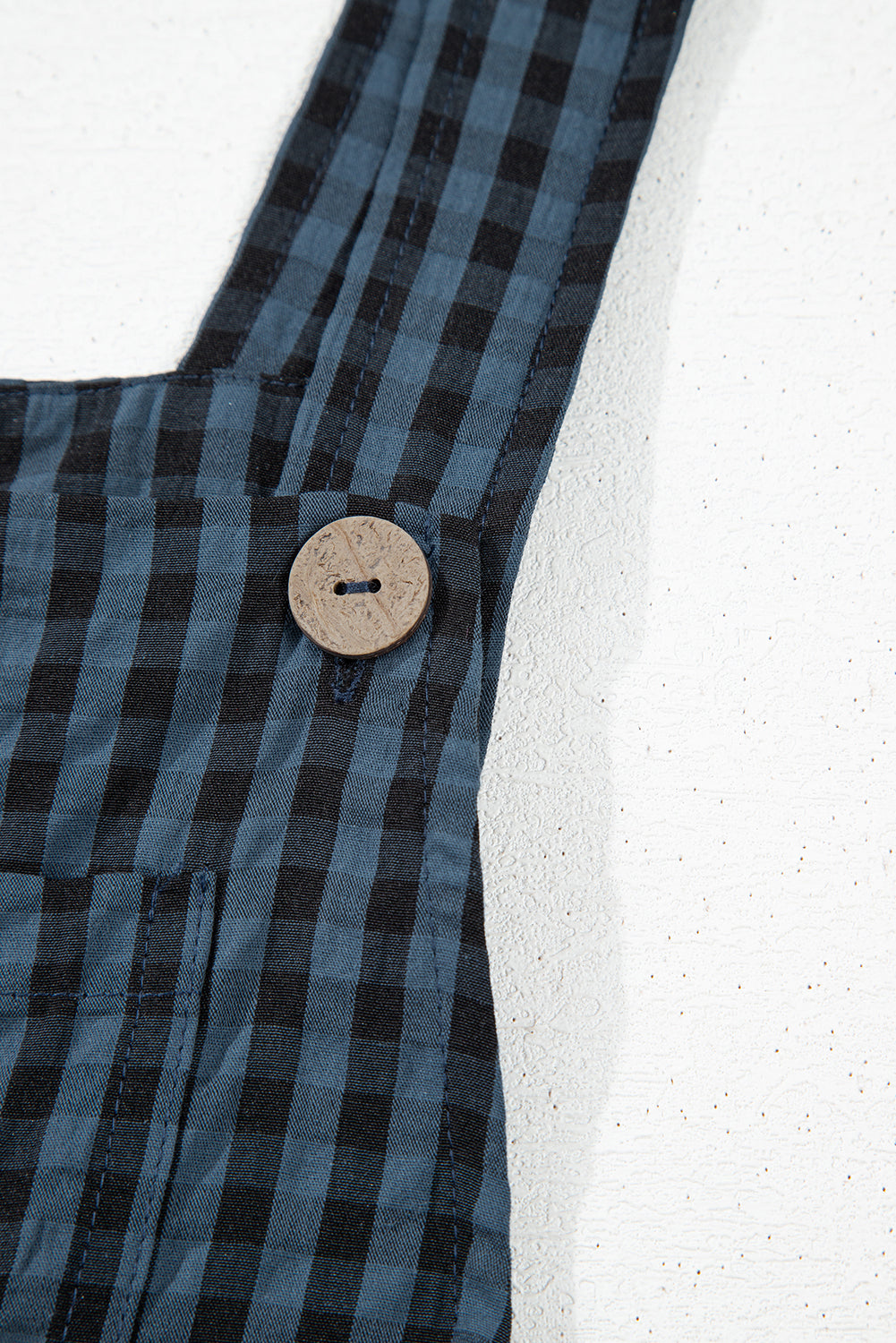 Plaid Print Buttoned Pocketed High Waist Overall | Sail Blue