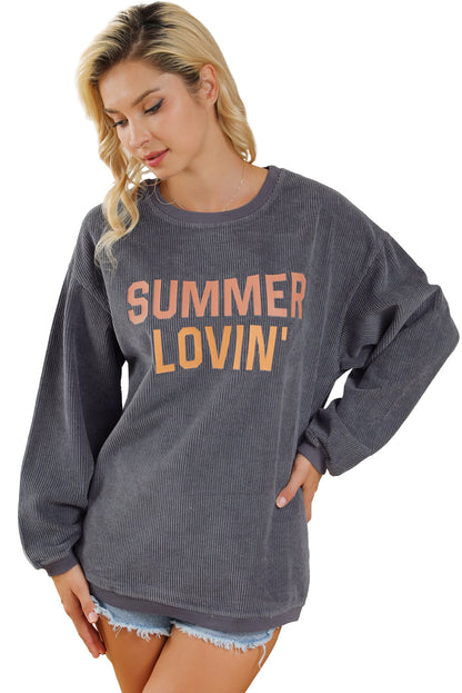 Summer Lovin Graphic Textured Pullover Sweatshirt | Gray