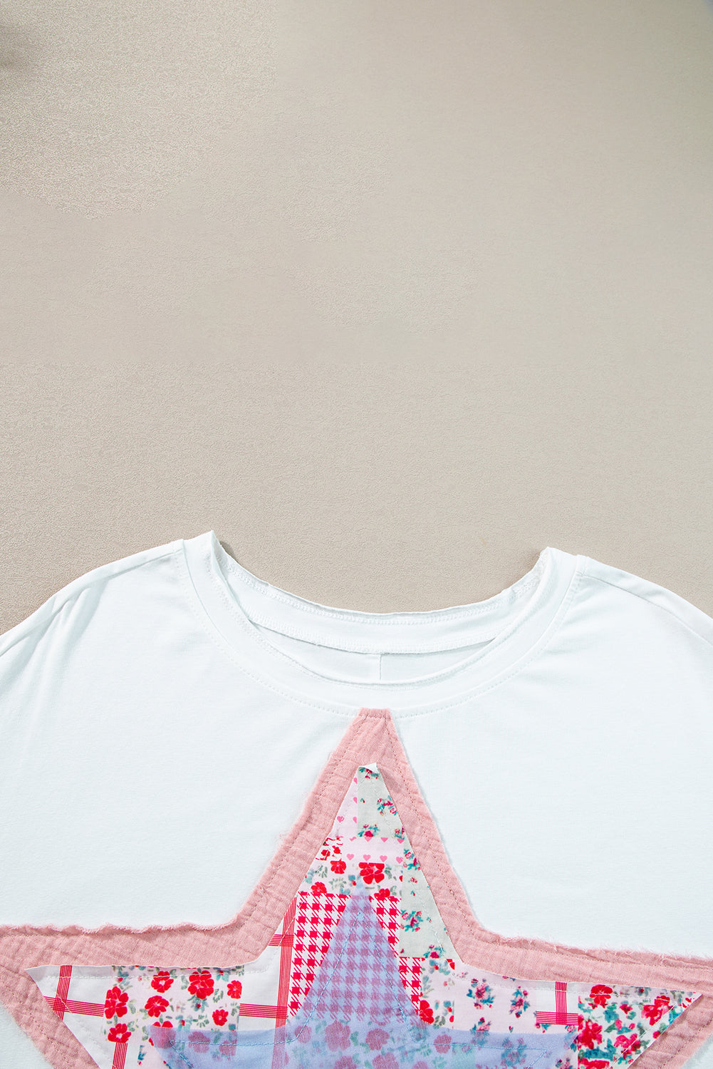 Star Patchwork Loose T-Shirt | White