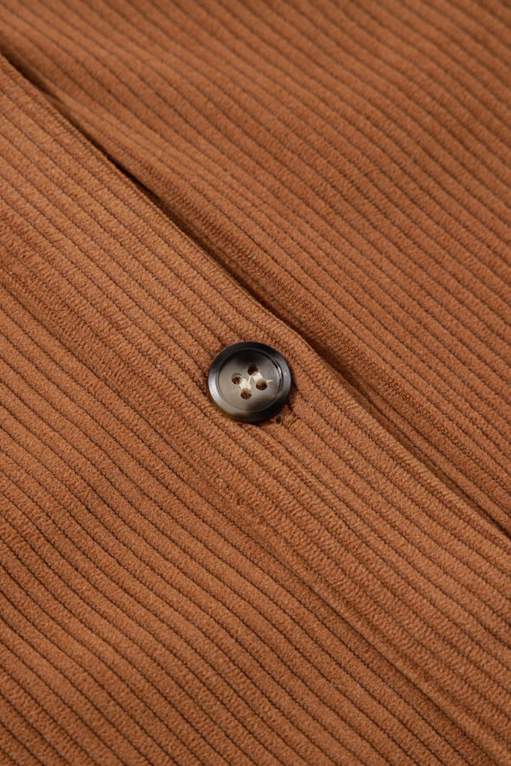 Corduroy Flap Pocket Button Up Round Hem Shacket | Cinnamon