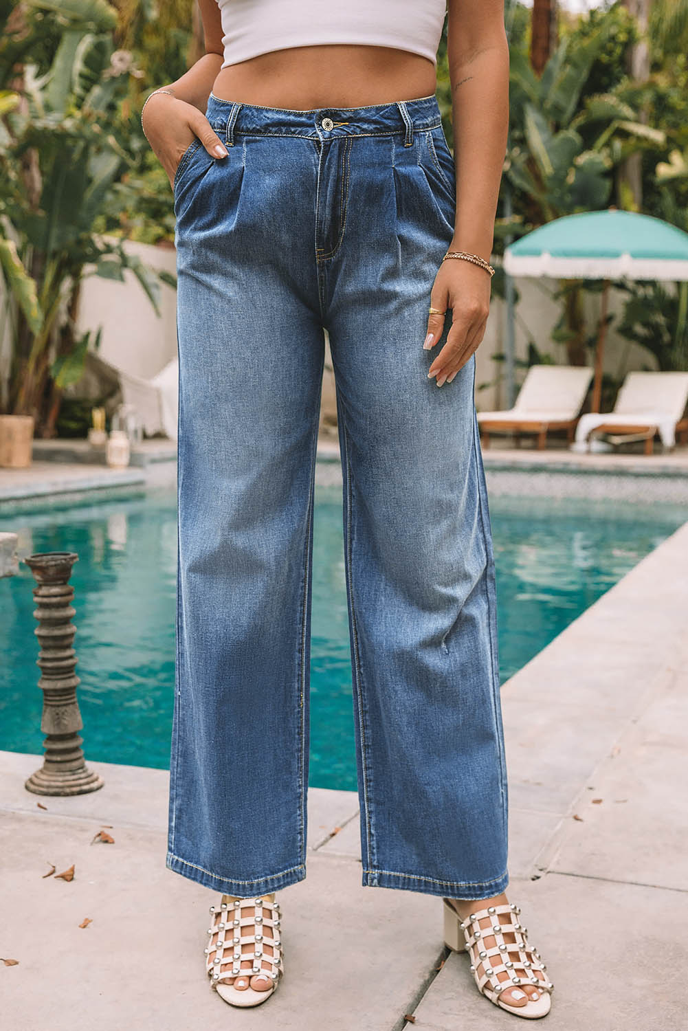 Slouchy Wide Leg Jeans | Blue