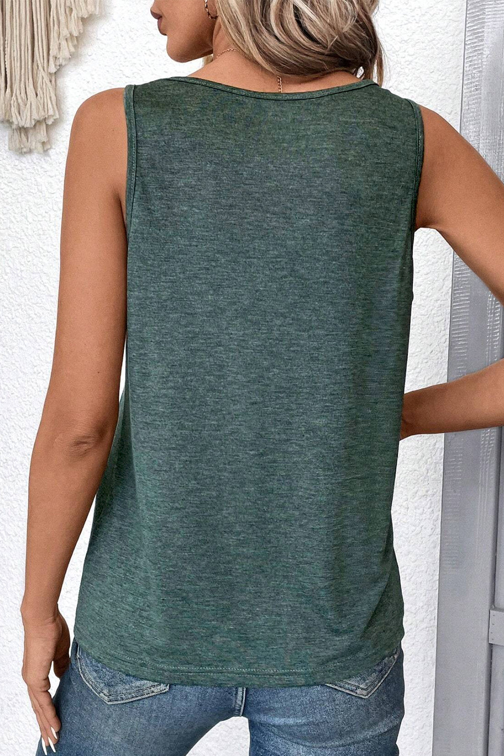 V Neck Ruched Tank Top | Mist Green