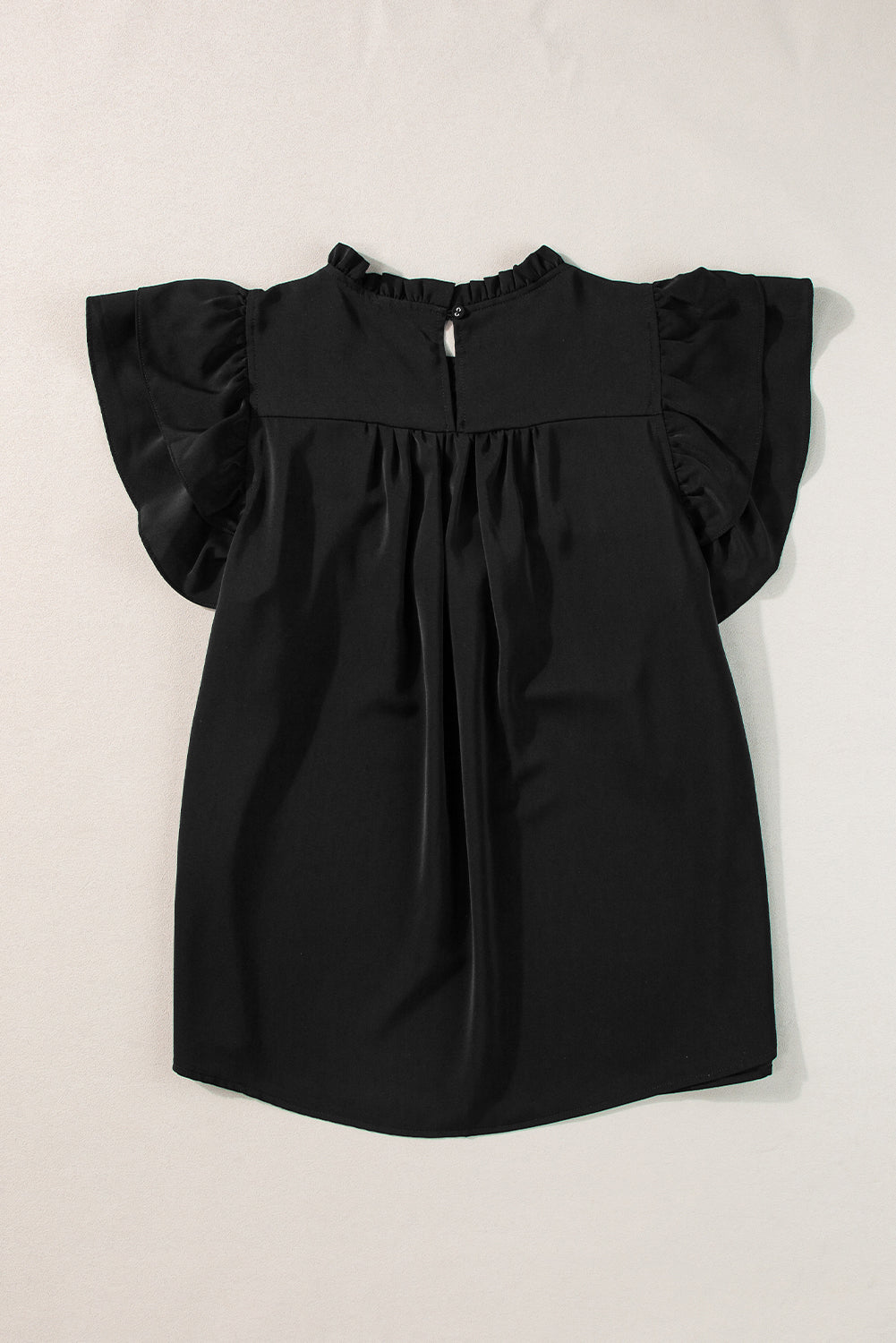 Smocked Ruffle Sleeve Blouse | Black