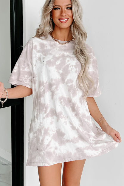 Tie-Dye Round Neck Short Sleeve Top | White