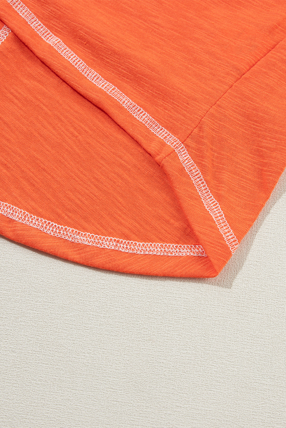 Contrast Trim Exposed Seam V Neck T-Shirt | Grapefruit Orange