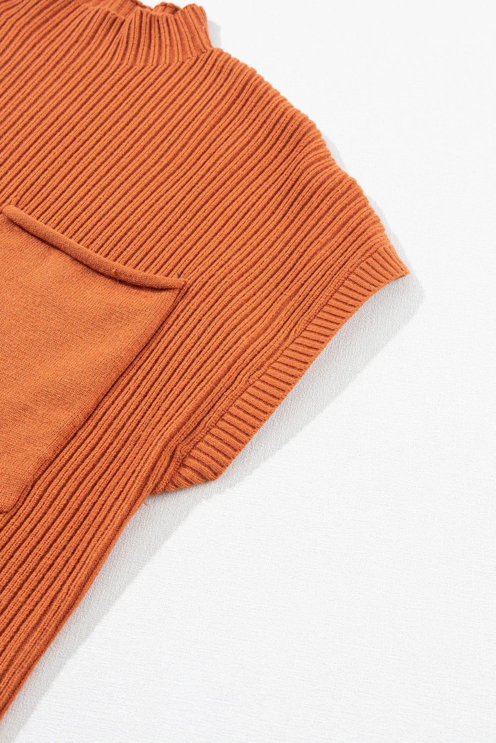 Patch Pocket Ribbed Knit Short Sleeve Sweater | Gold Flame