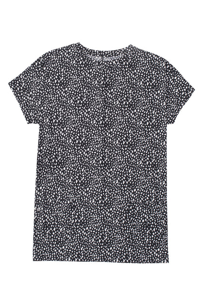 Leopard Print Side Pockets Tunic Top | Black