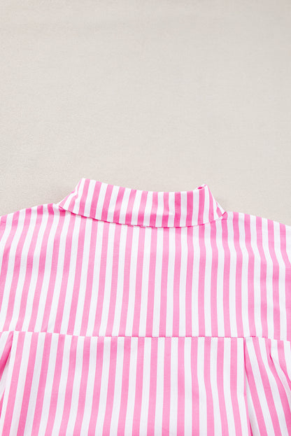 Dolman Sleeve Oversize Shirt | Pink Stripe