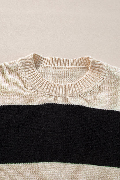 Colourblock Loose Pullover Sweater | Jet Stream