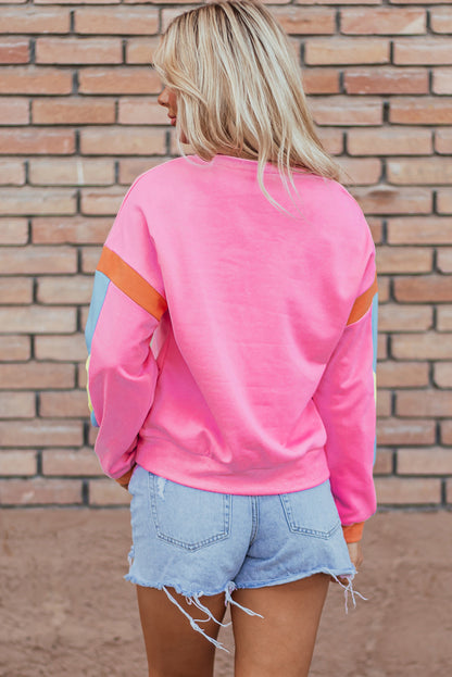 Rugby Football Patchwork Colour Block Game Day T Shirt | Pink