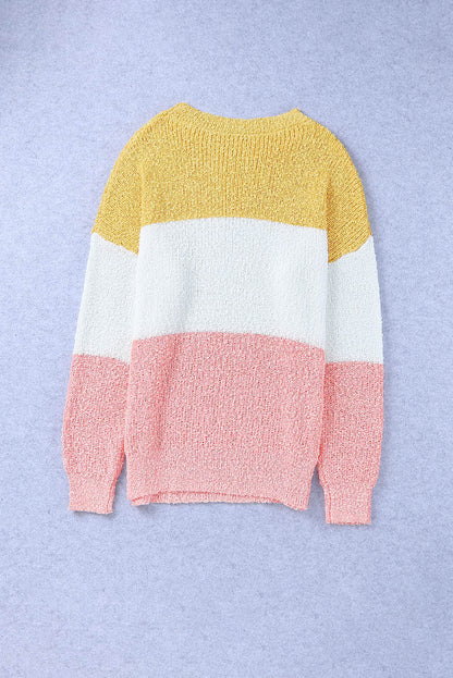 Colourblock Bubble Sleeve Plus Size Sweater | Yellow