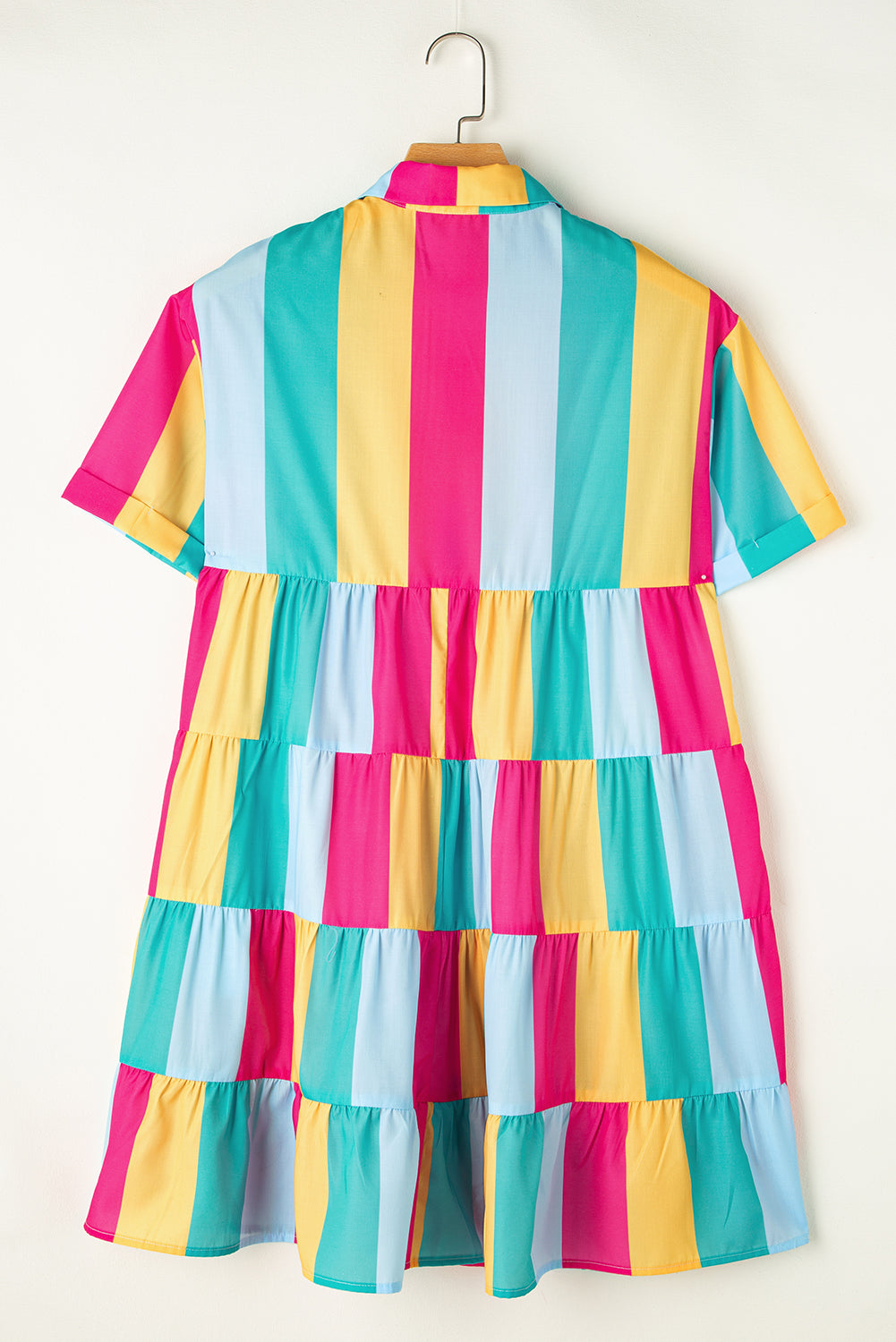 Colourblock Short Sleeve Mini Shirt Dress | Rose Stripe