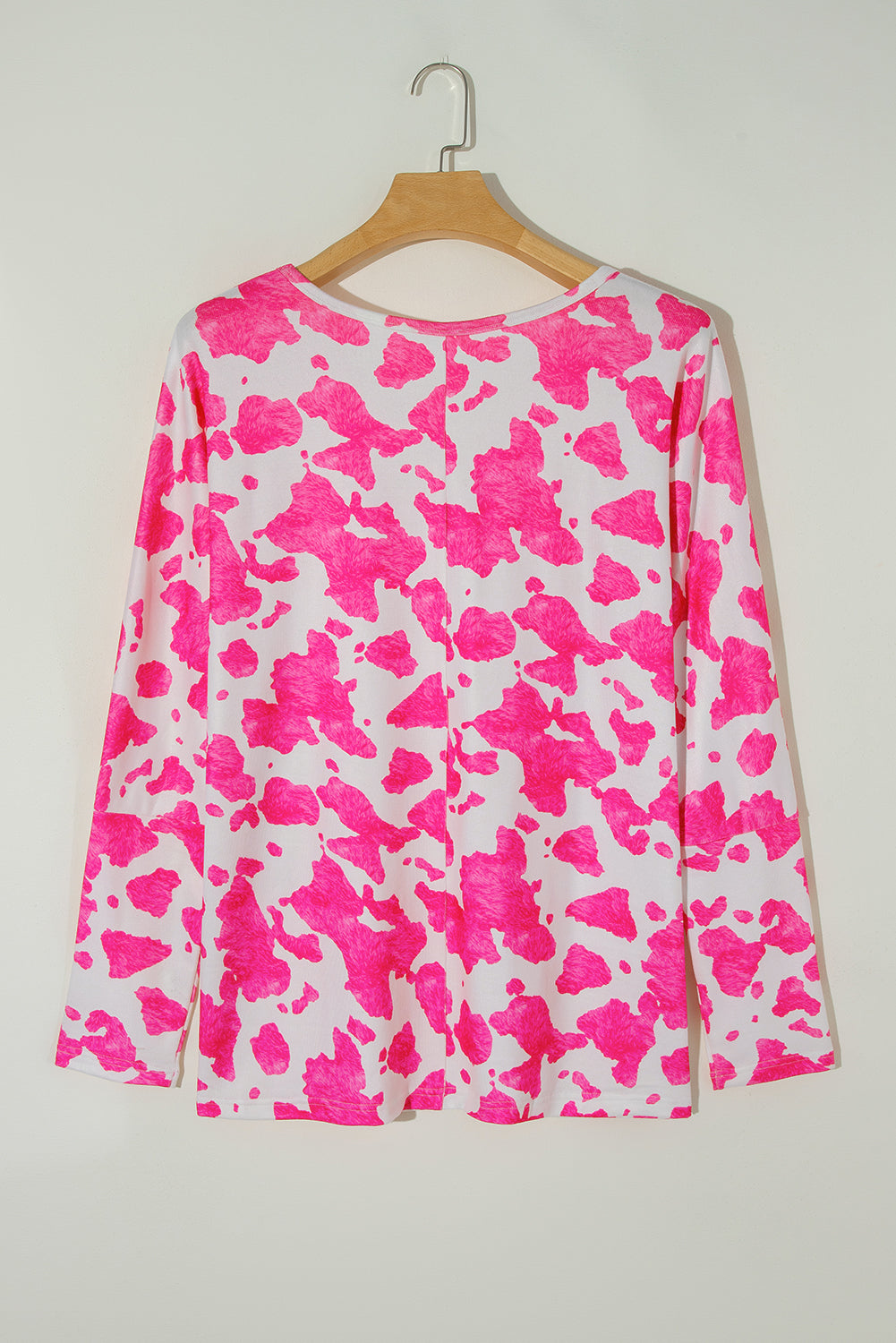 Animal Print Long Sleeve V Neck Plus Size Top | Rose