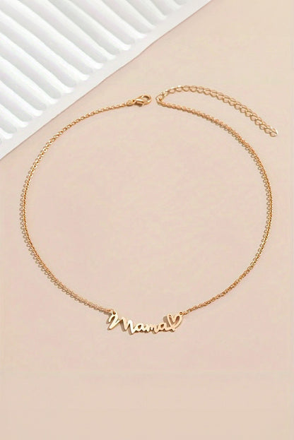 Mama Heart Pendant Chain Necklace | Gold