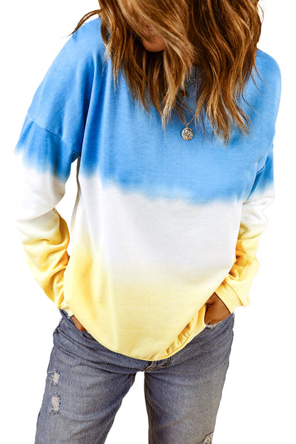 Colour Block Tie Dye Pullover Sweatshirt | Blue