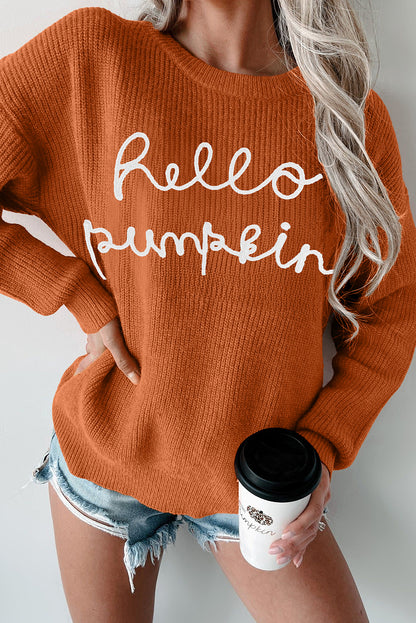 Hello Pumpkin Graphic Sweater | Flamingo