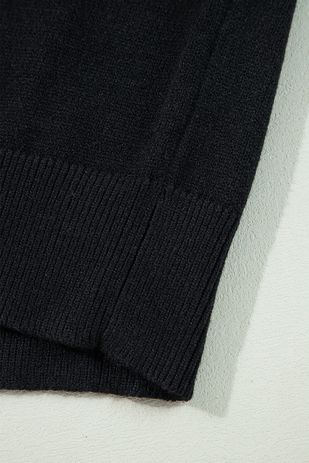 Boo Knitted Pattern Ribbed Edge Drop Shoulder Sweater | Black