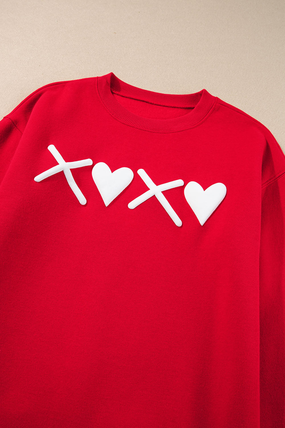 Puff Xoxo Print Valentines Heart Sweatshirt | Red