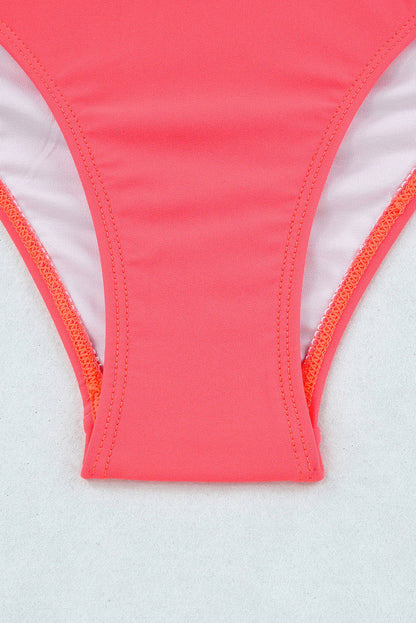 Scalloped Criss Cross High Waist Bikini | Pink