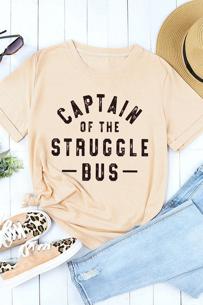 Captain Of The Struggle Bus Graphic T-Shirt | Khaki