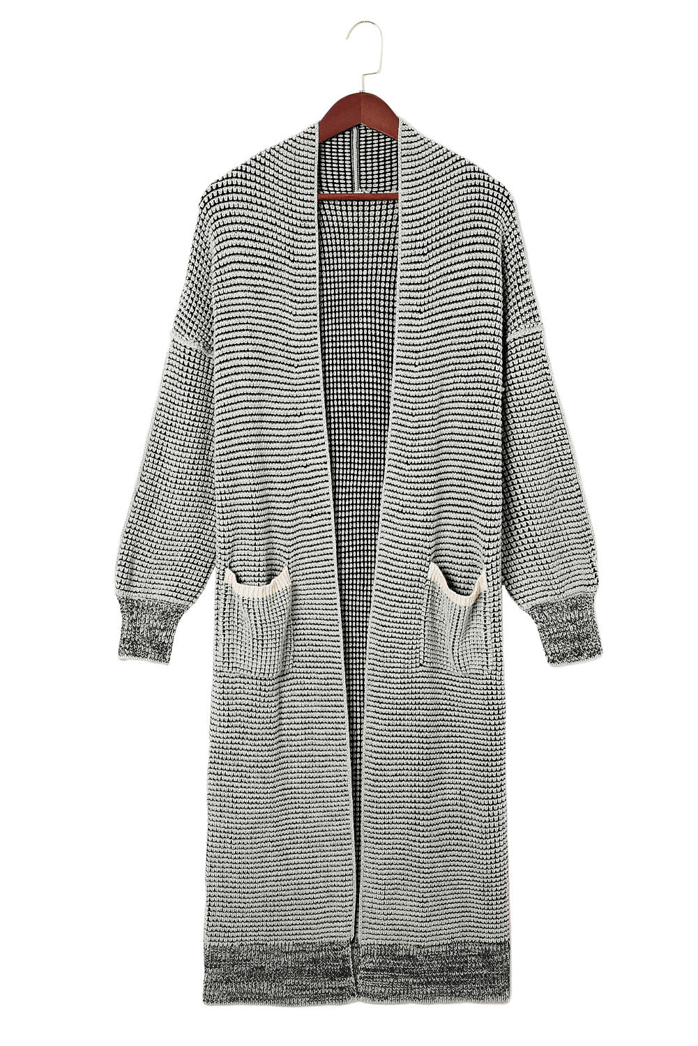 Textured Knit Pocketed Duster Cardigan | Gray