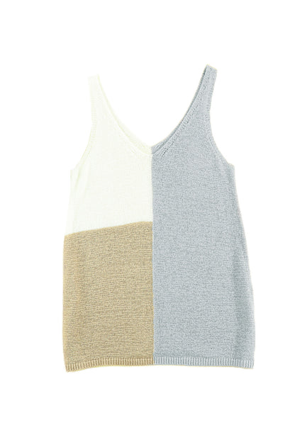 Colour Block Knitted Tank Top | Gray