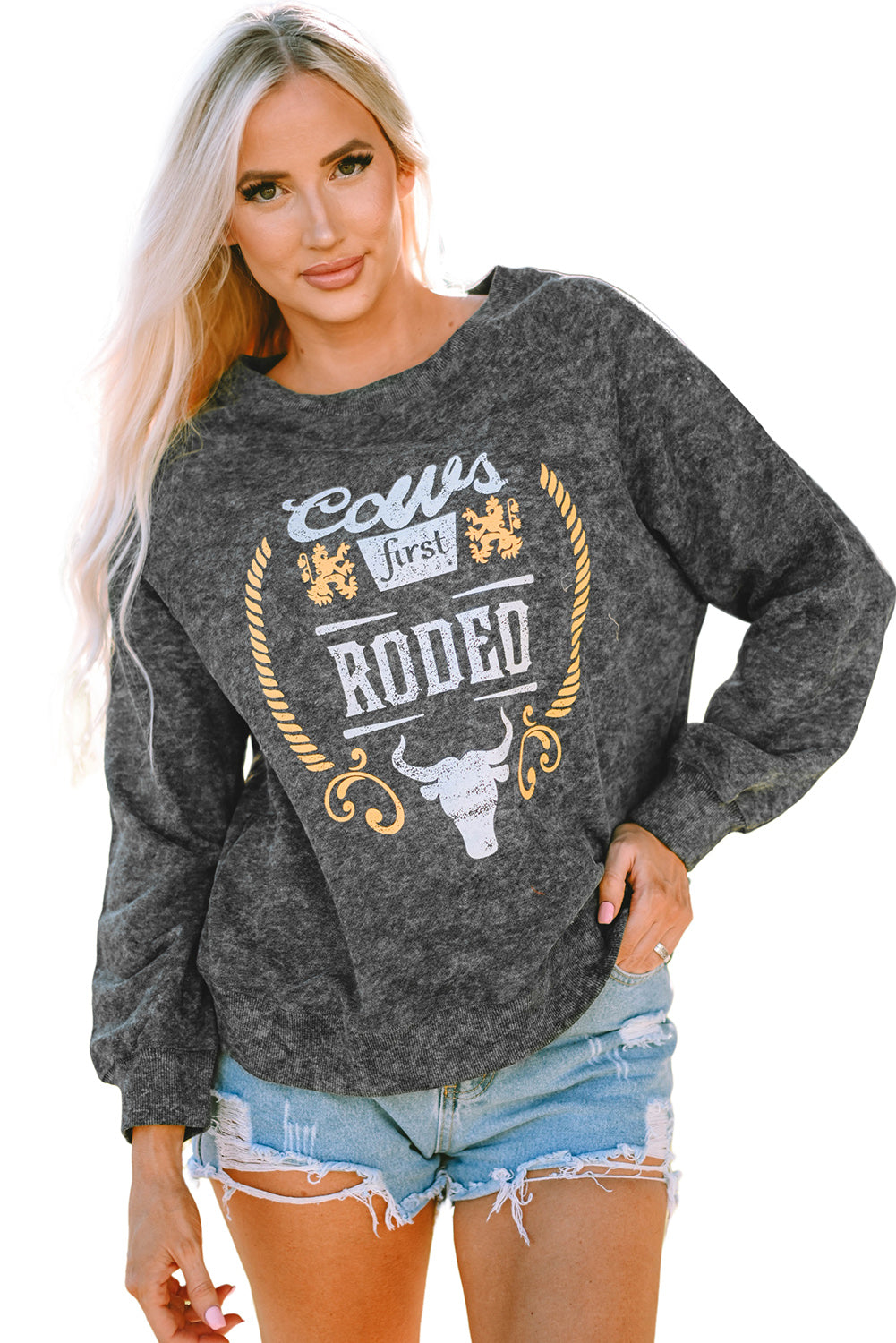 Coors Banquet Rodeo Graphic Mineral Washed Sweatshirt | Gray