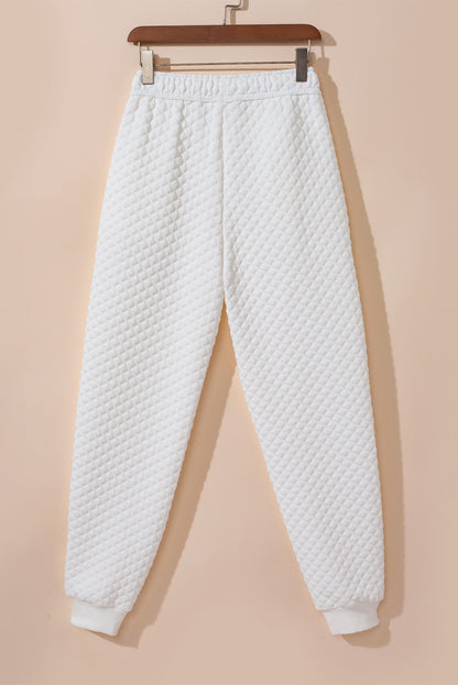 Quilted Hoodie And Sweatpants Two Piece Set | White