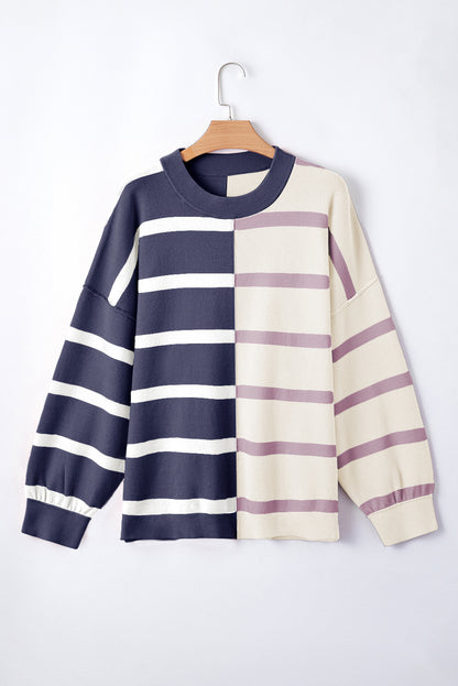 Colourblock Oversized Sweater | Blue Stripe