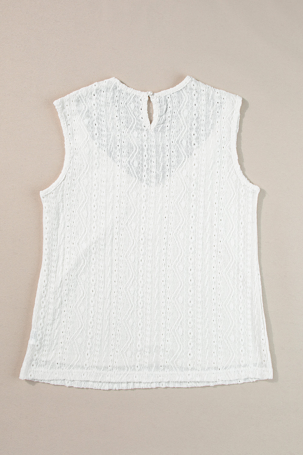 Guipure Lace Crochet Keyhole Back Tank Top | White