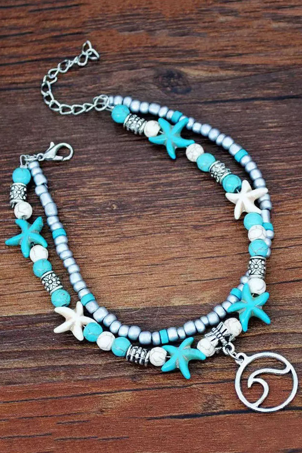 Beach Double Anklet | Sky Blue