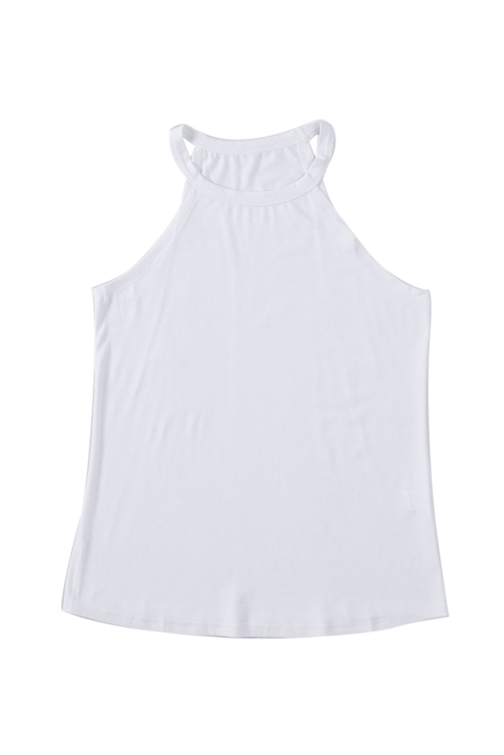 Solid Colour Crew Neck Tank Top | White