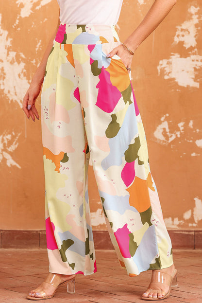 Colour Palette Print Flowy Wide Leg Pants | Multicolour