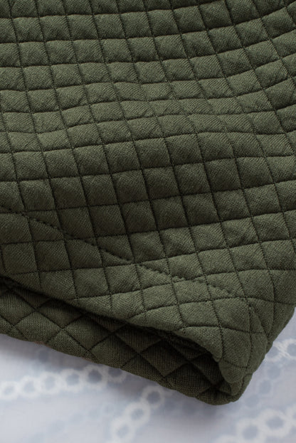 Retro Quilted Flap Pocket Button Shacket | Green