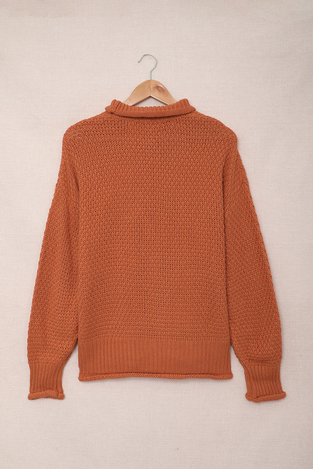 Oversized Chunky Batwing Long Sleeve Turtleneck Sweater | Orange